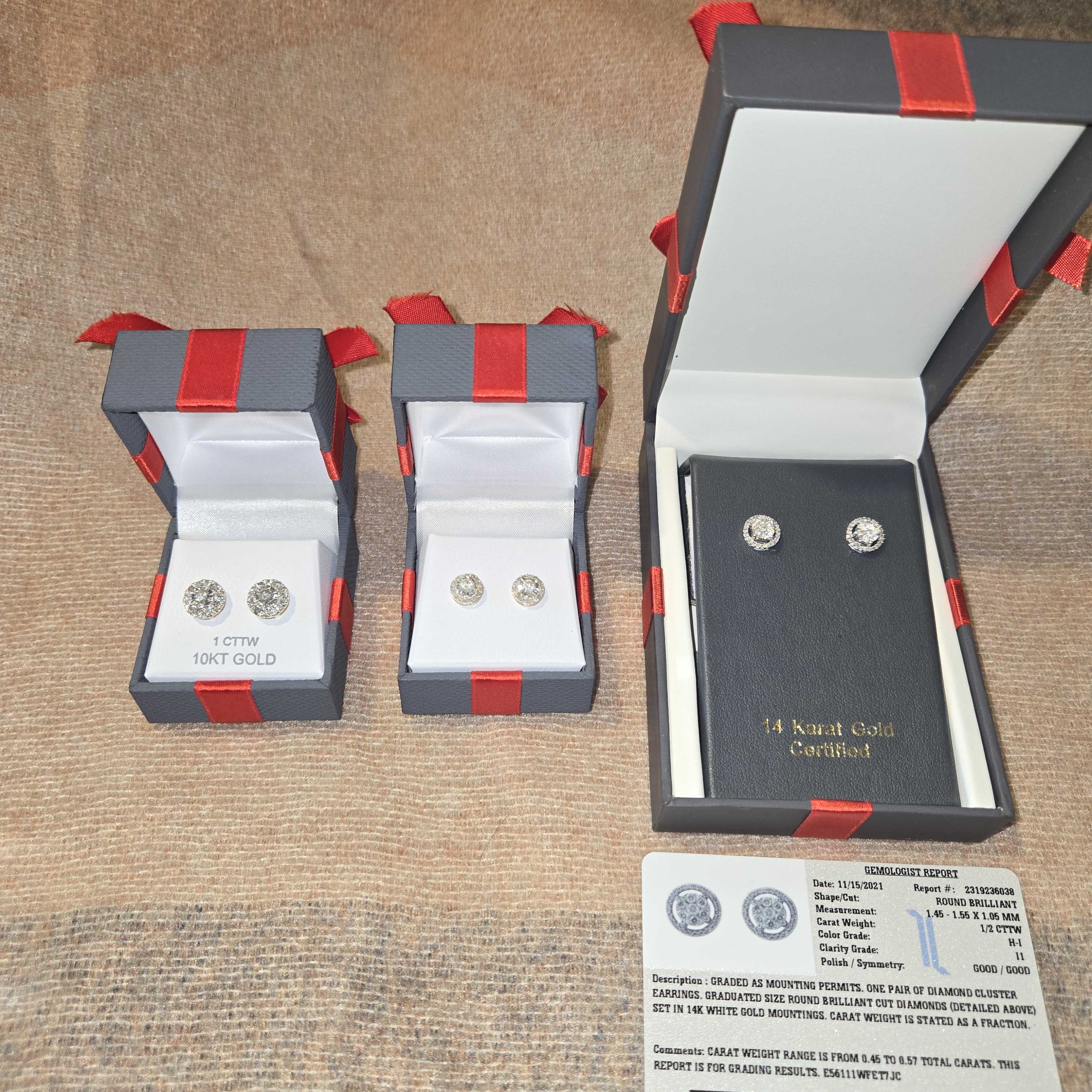 Jcpenney Gold And Silver Diamond Earrings Set 600$